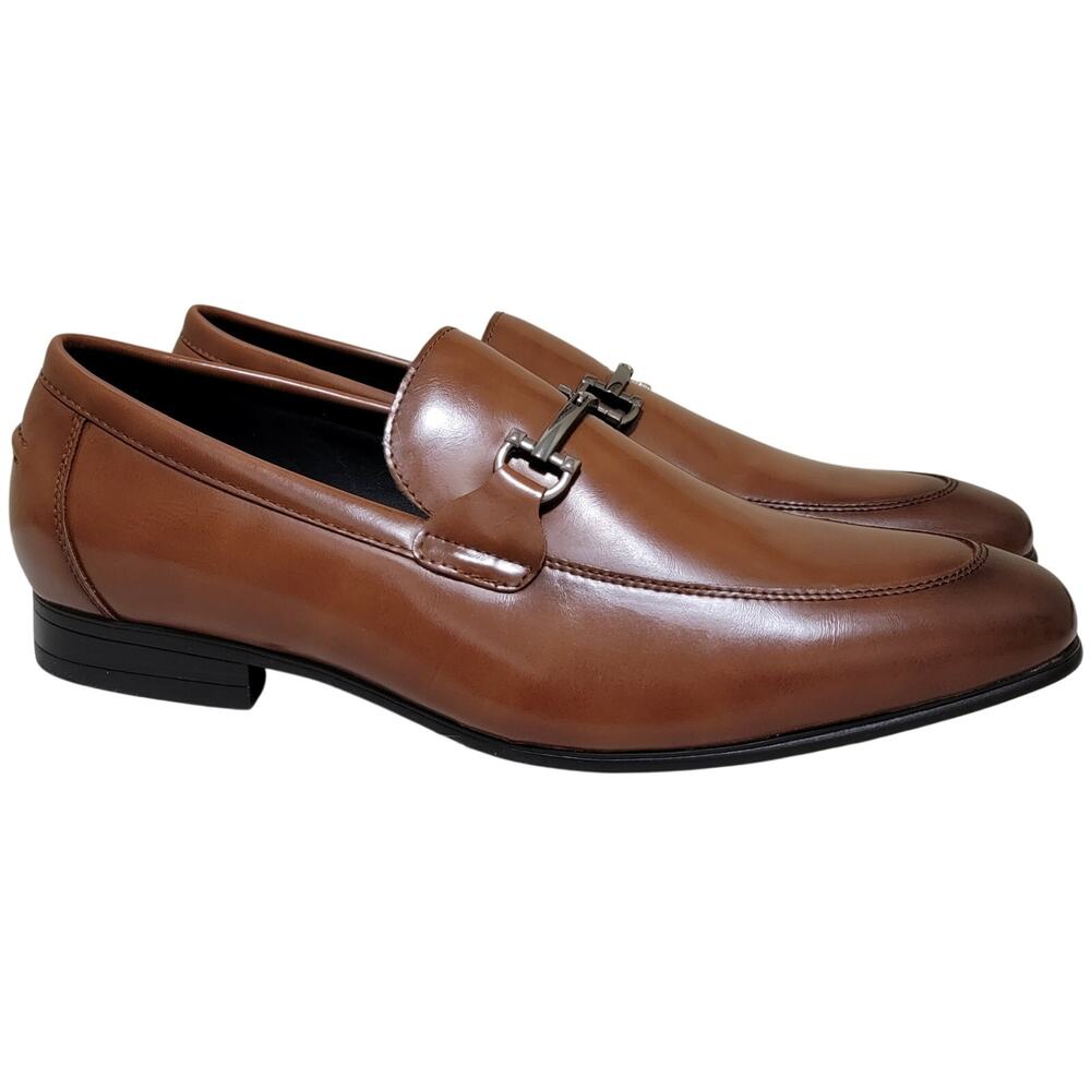 Alfani Men Otis Slip On Textured Penny Loafers Size US 11M Brown Faux Leather